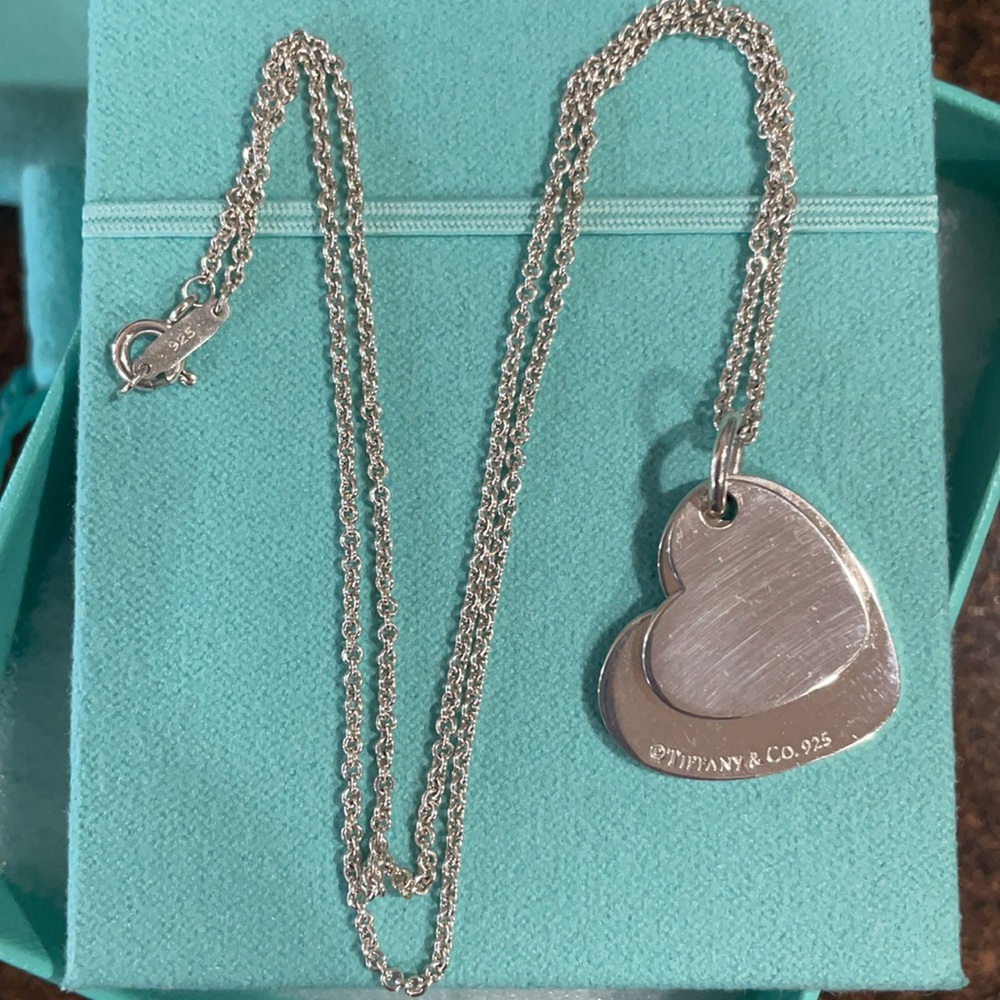 Tiffany & Co. Double heart tag necklace 18”